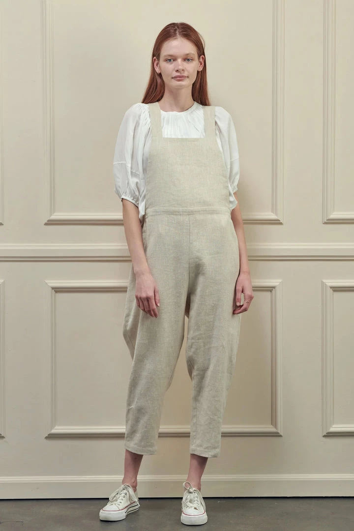 Amente NEW ARRIVALS Linen Overall Pants Oatmeal 4 Amente NEW ARRIVALS Linen Overall Pants Oatmeal