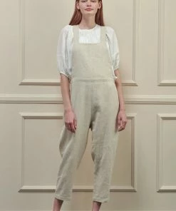 Amente NEW ARRIVALS Linen Overall Pants Oatmeal 10 Amente NEW ARRIVALS Linen Overall Pants Oatmeal