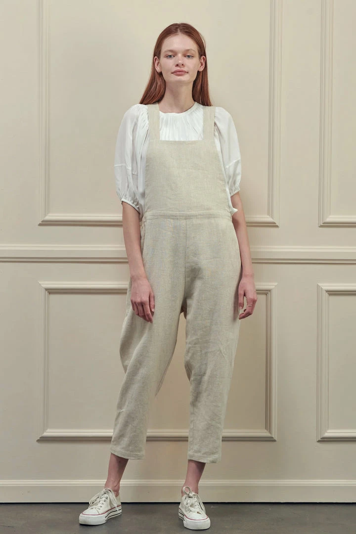 Amente NEW ARRIVALS Linen Overall Pants Oatmeal 5 Amente NEW ARRIVALS Linen Overall Pants Oatmeal