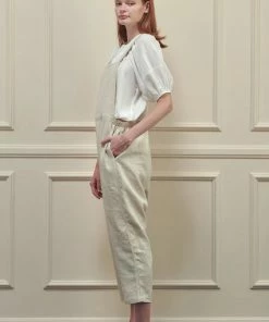 Amente NEW ARRIVALS Linen Overall Pants Oatmeal 12 Amente NEW ARRIVALS Linen Overall Pants Oatmeal