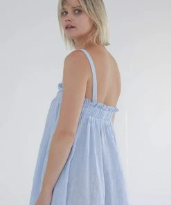 Amente NEW ARRIVALS Gingham Linen Wide Leg Jumpsuit