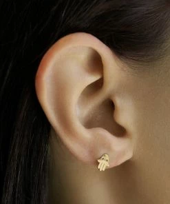 Tai Rittichai Simple Gold Single CZ Hasma Stud