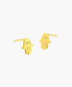 Tai Rittichai Simple Gold Single CZ Hasma Stud