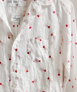 Frank & Eileen NEW ARRIVALS Barry Woven Button-Up: Shooting Red Hearts