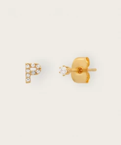 Tai Rittichai Jewelry Gold CZ Initial Earrings