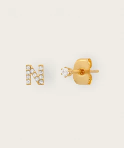 Tai Rittichai Jewelry Gold CZ Initial Earrings