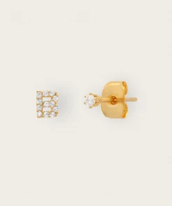 Tai Rittichai Jewelry Gold CZ Initial Earrings