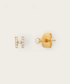 Tai Rittichai Jewelry Gold CZ Initial Earrings