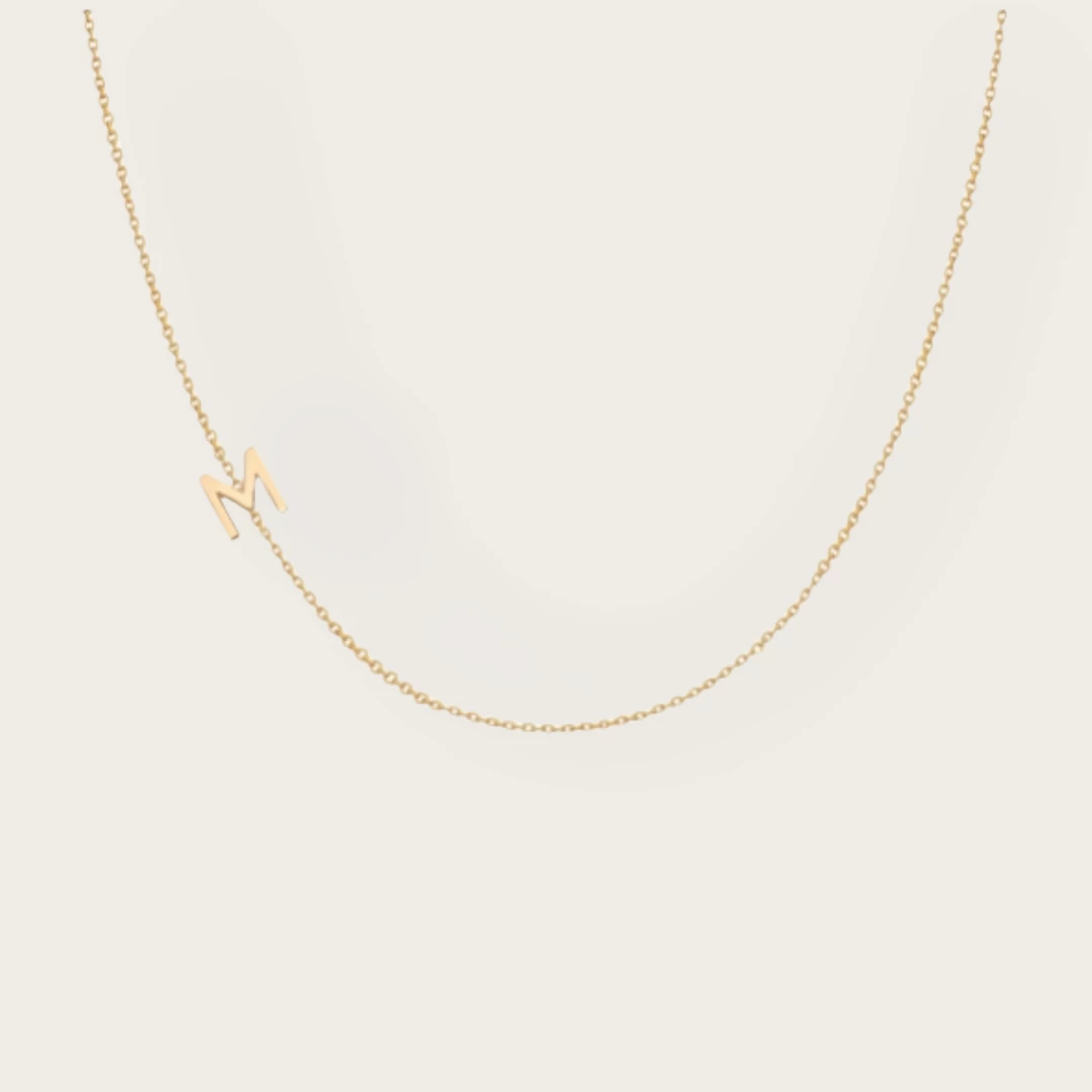 Tai Rittichai NEW ARRIVALS Simple 14K Initial Necklace M 3 Tai Rittichai NEW ARRIVALS Simple 14K Initial Necklace M