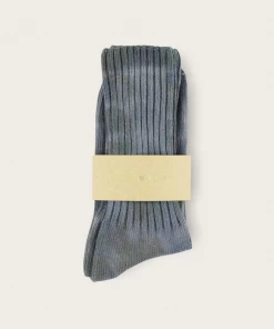 Escuyer Tie Dye Socks: Ecru/Navy Accessories