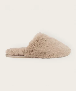 Lemon Accessories Lux Faux Fur Slide Slipper (Light Beige)