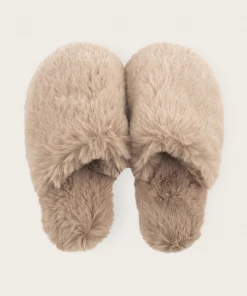 Lemon Accessories Lux Faux Fur Slide Slipper (Light Beige)