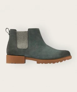 River Mint Finery shop 27 Sorel Emelie II Chelsea Boot (Dark Moss Gum)