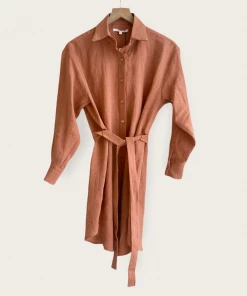 Emerson Fry Shirt Dress: Clay Linen