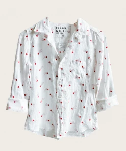River Mint Finery shop 23 Frank & Eileen NEW ARRIVALS Barry Woven Button-Up: Shooting Red Hearts