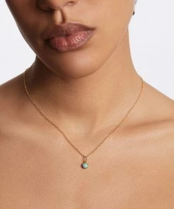 Anna Beck Jewelry Delicate Charm Chain W/Small Turquoise Circle Charm