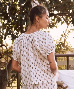 The Great Smocked Sleeve Top: Soft Rosette Floral