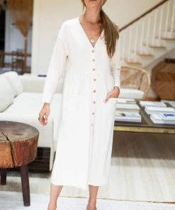 Emerson Fry Knit Midi Shirtdress Almond