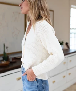 Emerson Fry Low V-Neck Cardigan Creme NEW ARRIVALS